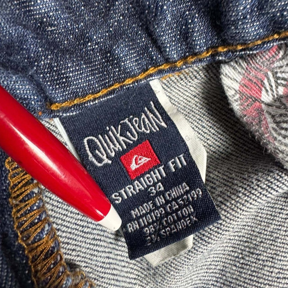 Quiksilver Straight Leg Jeans Mens 32 Blue Y2K Skate Denim Distressed 0608 - Picture 7 of 12